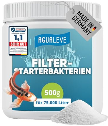 AGUALEVE® Filterstarterbakterien 500g *NEU* | aktiviert den Teichfilter Dank innovativer BIO3-Hochleistungs-Mikroogransimen | Fisch-, Garten- & Schwimmteiche | Made in Germany | 75.000l Teichwasser