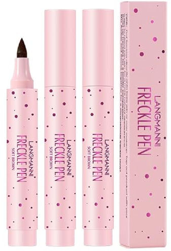 2Pcs Sommersprossenstift, Natürliches lebensechtes Sommersprossen-Makeup, Wasserfester langanhaltender weicher Punkt-Sopt-Stift für natürliches müheloses Sunkissed-Makeup, # Dunkelbraun