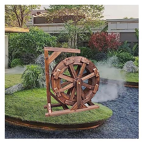 Wasserrad Brunnen - Holz Garten Dekoration Wasserspiel 50cm für Teich oder Garten