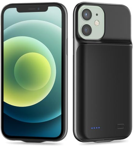 Funda de batería para iPhone 12 Mini (6500 mAh), nueva actualización 2025 de alta capacidad, recargable, batería extendida, funda protectora portátil de carga para iPhone 12 Mini (paquete de 1)