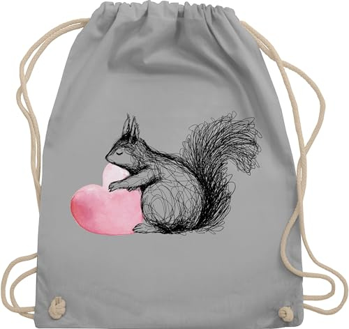 Shirtracer Turnbeutel Rucksack - Taschen - Eichhörnchen mit Herz I Eichhörnchen Liebe Geschenk Pärchen I Paar Geschenkidee Valentinstag - Unisize - Hellgrau
