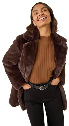 Roman Originals Women Faux Fur Coat - Ladies Jackets Teddy Bear Plush Casual Soft Fluffy Textured Oversized Warm Cosy Autumn Winter Flattering