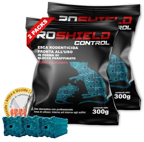 Roshield 600g anti Topi e Ratti, Esca e Potente,Una soluzione rapida ed efficace,prodotto in Italia, Uso Esterno Interno Casa
