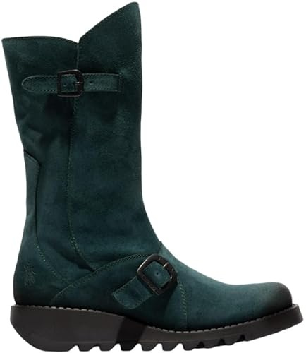 Fly London Women's Mes 2 Buckle Boots, Oil Suede Petrol, 5 UK