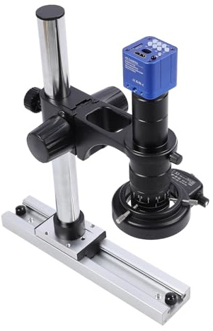 EIMSOAH Digitale Mikroskopkamera, 24 MP 1080P USB Industrie-Videomikroskop mit 144 LED-Ringen Licht und Software für Elektronikreparatur, Industrie (EU-Stecker)