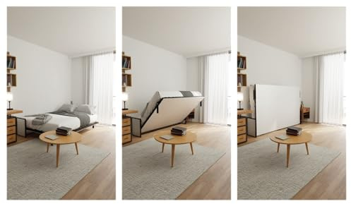 Wallbedking Klappbett Morphy Studio– Modulares multifunktionales SizeFlex- und TypeFlex-System, platzsparendes und erweiterbares Klappbett mit Sofa-Modulen (140x200, Horizontal)