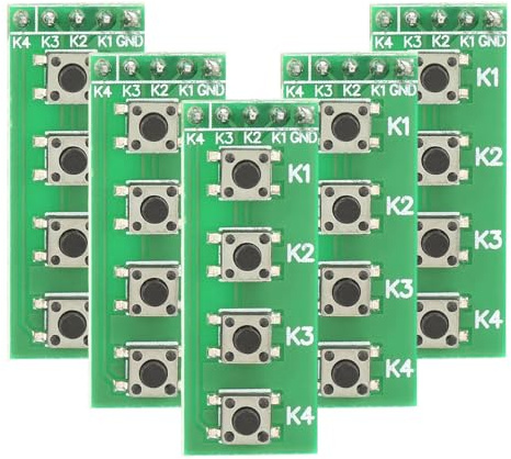 FTVOGUE 4-Tasten-Tastenmodul, Hochleistungs-Tastaturplatine für PIC ARM FPGA, 5 Stück, Geeignet für Raspi MCU PLC (4-Tasten-Drucktastenschaltermodul für -Elektronikprojekte)