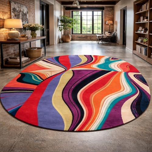Taidianolp Teppich Oval Zimmer Deko, modernes Gemälde Rot, Lila, Blau, Gelb, Grün, Schwarz, Weiß Orange, 130 x 200 cm,Teppiche für Sessel Wohnzimmer Schlafzimmer Büro wintergarten