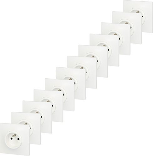 LEGRAND - Prise Electrique Murale avec Terre Neptune - Prise 2P+T Monobloc - Fixation à Griffes/Vis - Blanc - Lot de 12