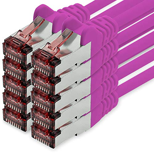 Cat6 Netzwerkkabel 10 X 0,5m magenta Ethernetkabel Lankabel Cat6 Lan Netzwerk Kabel Sftp Pimf Patchkabel 1000 Mbit s