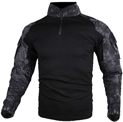 zuoxiangru Herren Taktisch Kampf T-Shirt | Ripstop Atmungsaktiv Hemd für die Jagd Militär Airsoft