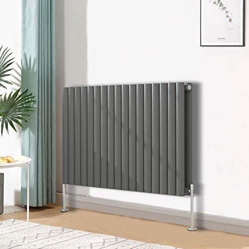Blümme Oval Radiator Horizontal Designer Double Panel Radiators Bathroom Central Heating 600x1003mm Anthracite