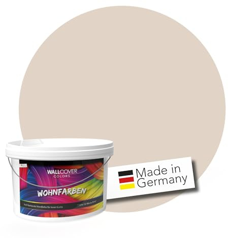 WALLCOVER hochwertige Wandfarbe für Innen | Beige Sand | 2.5L für 20m² | Hochdeckende Innenfarbe Matt (Klasse 1) | Profi Qualität aus Deutschland