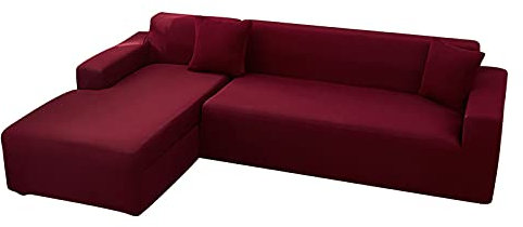Epinki 1 Sitzer Sofaüberwürfe, Einfarbig Elastische Stretch Sitzer Sofahusse Geeignet für 1/2/ 3/4 Sitzsofa und Ecksofa, rutschfest, Weiche, Einfarbig Dunkelrot