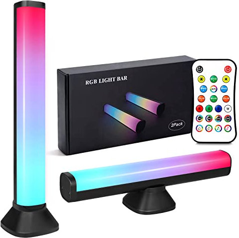 Semlos Weihnachten RGB LED Lightbar 2 Stück, Farbwechsel LED Streifen mit Fernbedienung, USB TV Hintergrundbeleuchtung Sync mit Musik, Wohnkultur Licht für Schlafzimmer, Party, Halloween, Gaming