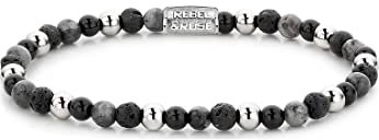 Rebel & Rose Unisex-Armband Farbstein, 925er Silber Achat S Anthrazit 32021102