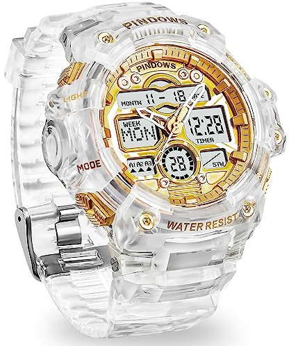 Herren Uhren Digitale Analoge Sportuhr für Herren,7 Farbige LED Licht,Elektronische Taktische Armee Uhr,Wasserdichte Militär-Armbanduhren mit Stoppuhr,3 Alarm,Countdown und Dualzeita Nzeige uhren