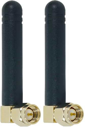 Fohevers Lot de 2 mini antennes WiFi 2,4 G SMA mâle 90° coudé 2 DBi - Petite antenne de signal Wi-Fi omnidirectionnelle pour routeur sans fil