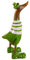 ART-CRAFT Holz Ente Lauf Ente Gartendeko Figur aus Bambus Wurzel und Teak Holz Geringelt grün handbemalt 25cm hoch