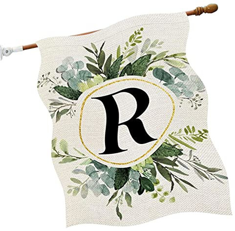 Alphabet-Gartenflagge, doppelseitiger Druck, dekoratives Banner, Outdoor-Leinen-Gartenflagge, Blumen-Vertikal für Außendekoration