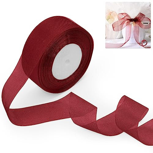 TANCUDER Organzaband Geschenkband Schleifenband Hochzeit Antennenband Rot Organza Handwerk Band Schimmernd Schleifenband Tüllband für Hochzeit, Party-Dekorationen, Geschenkverpackungen 45mx4cm