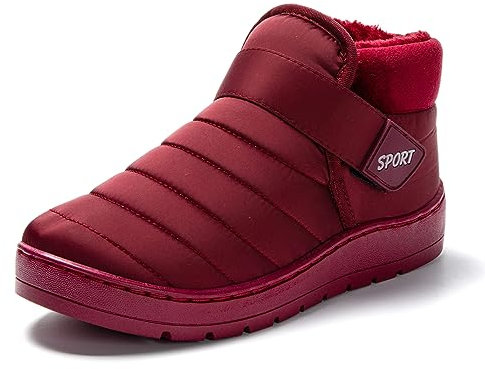 JOMIX Zapatillas Casa Invierno Calientes Pantuflas Cerradas de Felpa Botas con Cierre, Rojo, 41 EU