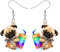 DALANE Acryl Niedlich Mops Hund Ohrringe Baumelnd Tropfen Anime Welpen Haustiere Schmuck für Frauen Mädchen Kinder Mops Liebhaber Charms Geschenke Party (Braun A)