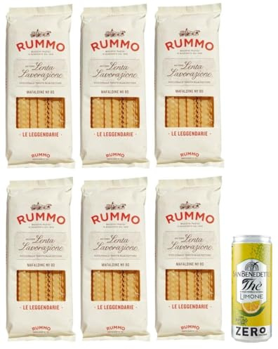6er-Pack Rummo Pasta Mafaldine N°80,Italienische Nudeln aus Hartweizengrieß,500g + 1er-Pack Kostenlos San Benedetto Eistee mit Zitrone Ohne Zucker 330ml Dose