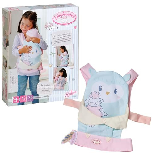 Baby Annabell Active Mochila Portabebés 710463 - Portamuñecas con Sistema de cinturón Ajustable para muñecas de hasta 43 cm - Edad: 3+ años