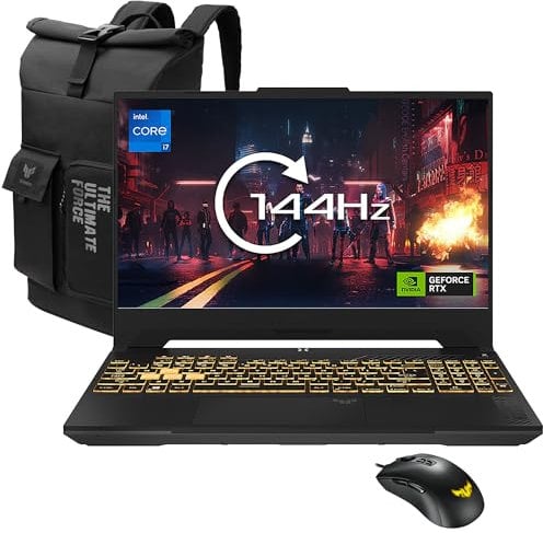 ASUS TUF Gaming F15 FX507VU 15.6-inch FHD (Intel Core i7-13620H (13th Gen), 32 GB DDR5 RAM, 1TB SSD, NVIDIA GeForce RTX 4050 6GB GDDR6, Windows 11 Pro) includes FREE ASUS Backpack & TUF Gaming Mouse