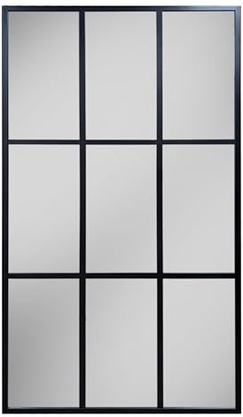 THEROSE Espejo Industrial Ventana, Espejo Aluminio, Espejo Ventana, 160 x 80 cm, Espejo Pared, Espejo probador (Blanco)