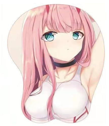 TANSHOW Darling in The Franxx Zero Two Mauspad mit Handgelenkstütze Komfort Silica Gel Handgelenkstütze Unterstützung Matte Mäuse 3D Mauspad Merch für Computer Milch Faser Stoff (10)