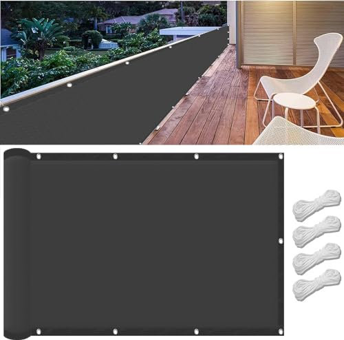 Sun Sonnensegel Sonnenschutz Sonnentuch 115 x 280 cm,98% Uv Schutz Reißfest Wetterfest, Wasserdicht, Langlebiges, Rechteckig Schattiernetz Sunsail Sonnensegel,Für Balkon Garten, Dunkelgrau