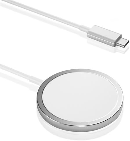 15W USB-C Fast Wireless Charger, Portable Wireless Charger with Magnetic Charging and Fast Charging Capability, Type C Wall Charging Pad Compatible with iPhone 15/14/13/12/Pro/Pro Max/Plus/mini, White
