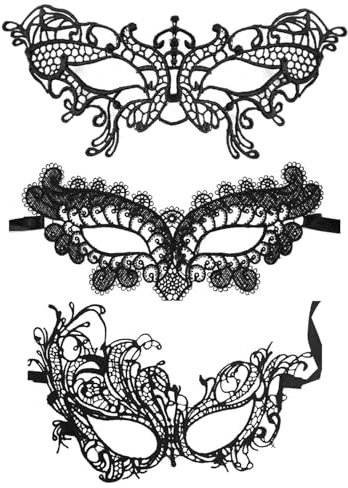 UYRVAPE 3pcs Venezianische Maske Damen,Maskenball Kostüm Schwarz Masken Augen,Karneval Schwarze Sexy Augenmaske,Spitze Mask,Frauen Maskerade Spitzenmaske für Masquerade,Women Ballmaske,Faschingsmasken