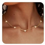 FUNEIA Gold Silber Kette Damen 14 Karat Vergoldete Halskette Cubic Zirkonia Choker Herz Schmetterling Blume Kette Hypoallergene Wasserfest Statement Kette Prsonalisiert Modeschmuck Geschenke