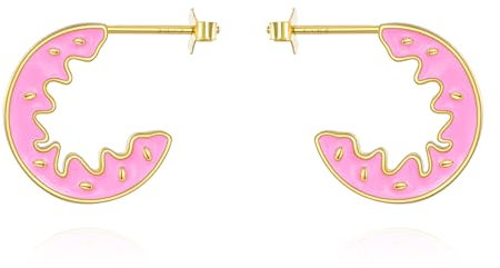 VONALA Süße Donut Hoop Ohrringe 925 Sterling Silber Kleine offene Hoop Ohrringe Schmuck Geschenk für Frauen