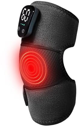 Heated Knee Brace Wrap with Massage,Rechargeable Knee Heating Pad | 5 Heat Temperature Adjustable, 3 Intensity Modes, Cordless Knee Massager, Reduce Knee Joint Discomfort