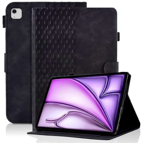 Hülle für iPad Air 13 Zoll M3/M2 (2025/2024) Tablet Schutzhülle Premium Ledertasche Folio Smart Case mit Auto Schlaf/Aufwach Stifthalter Kartensteckplatz für iPad Air 13 Zoll Cover, Schwarz
