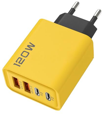 Caricabatterie da muro USB da 120W,Caricabatterie USB multiporta,Adattatore da muro USB tipo C doppio,Caricabatterie da muro a ricarica rapida,Caricatore Da Muro Doppio Tipo