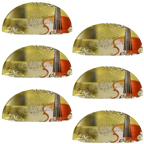 Schalengriffe, halbrunde Schubladenknöpfe, Griffe für Schlafzimmer, Kommode, Schrank, Küchentür, Violine auf Grunge-Hintergrund, 6 Stück