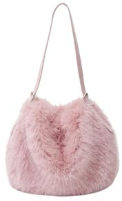 Ulisty Damen Klein Kunstfell Fuchs Pelz Hobo Tasche Pelzig Verstellbarer Riemen Schultertasche Plüsch Geldbeutel Mode Handtasche