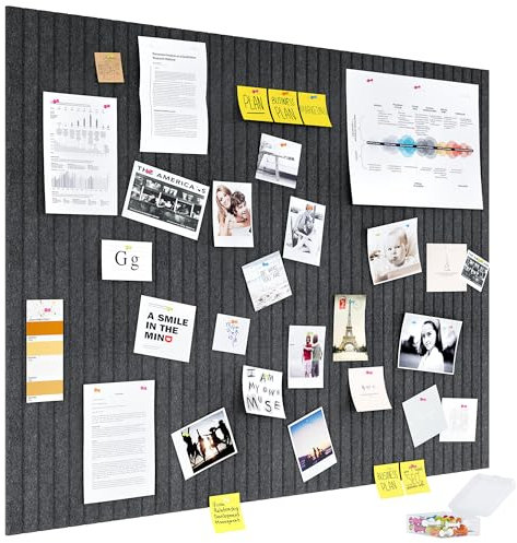 PAG-Mass Felt Bulletin Board Wall Tiles with Removable Adhesive,120×90cm Vision Board Kit for Wall Decorative,Notice Memos Pin Board for Home Office Kitchen,12 Pack-Dark Grey