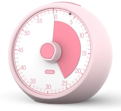 Temporizador Niños Visual Silencioso Pomodoro Timer con 60 Min Cuenta Atrás - Educativo para Tareas, Cocina y Deberes | Conchstar (Rosa)