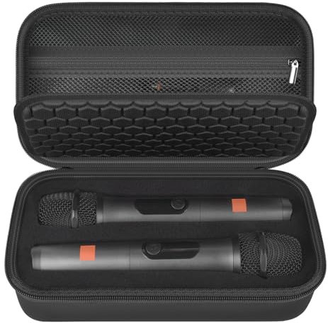 Boobowl Wireless Mikrofon Gehäuse kompatibel mit JBL Wireless Zwei Mikrofon/für JBL Partybox, Handheld Dual Mic Reisespeichertasche für Empfänger, Batterien und anderes Zubehör (Schwarz)
