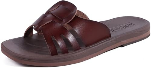 ONCAI Sandali Donna Estive Comode Moda Piatti Eleganti Ciabatte Donne Antiscivolo Gomma Suole Casual Estate 2025 Spiaggia Casa Marrone Taglia 37