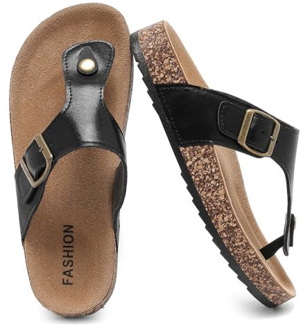 Pelbiuqik Tongs Mode pour Femmes Homme, Sandales avec Soutien de Voûte en Suède et Liège Mules Antidérapantes pour Été