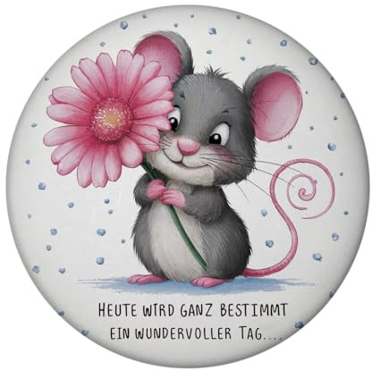 Maus mit Blume Magnet - wundervoller Tag Perfekt für Dekofans und Sammler als Magnet