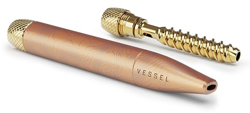 Vessel One Hitter Helix aus Messing - 0,2-0,3g, Doppel-Helix für optimales Filtern, Kühlen - Dry Herb, Kräuter, Rauchen Vape, Pur Pfeife, Tabakwaren (Rose Gold)
