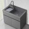 Fregadero de lavandería con gabinete y Grifo rociador extraíble, lavamanos de Uso General, Fregadero con gabinete de Aluminio, gabinete con Fregadero para habitación, Cocina, baño, sótano (1